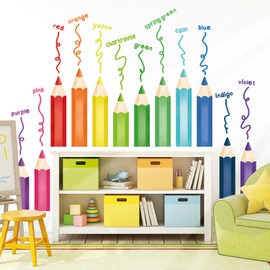 DECOWALL SG2-2417 Learning Color Crayons Wall Stickers Educational Pencil Wall Decals for Kids Girls Boys Room Bedroom Nursery Classroom Playroom
