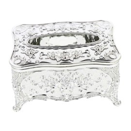 STOBAZA Embossed Tissue Box Paper Dispenser Tissue Cover Decorative Car Gadgets Vintage Tissue Holder Sliver Decor, Unique Tissue Holder Acrylic Face Towel Travel Desk - 7.3x4.9in