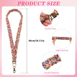 PFZYEXUD Stretchy Scrunchie Lanyard Retractable Lanyard for ID Badges Keys, Safety Breakaway Cute Neck Strap for Teachers, Professional Style for Work School Nursing 2-Pack