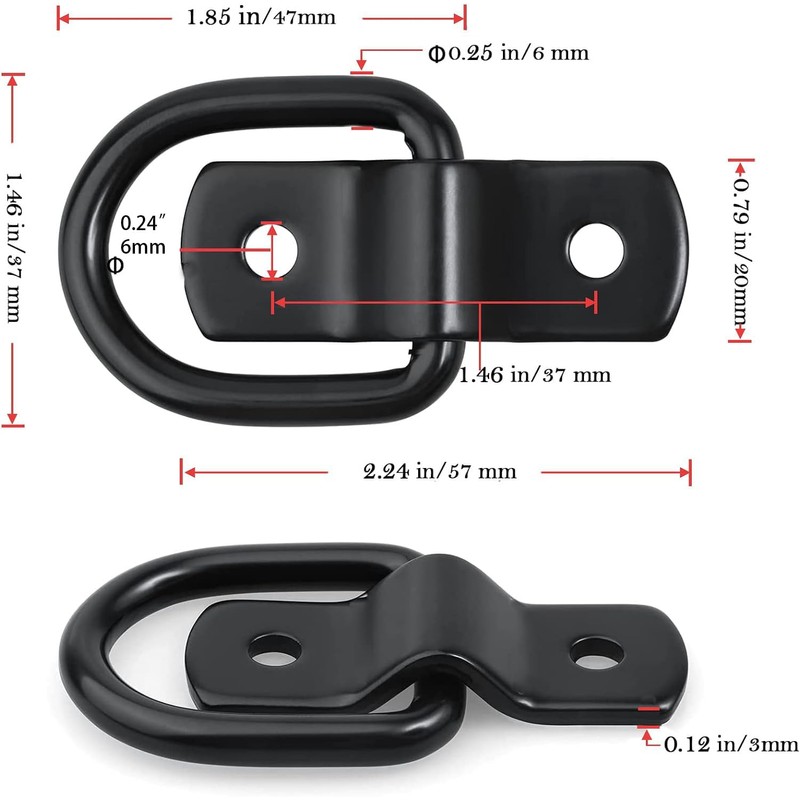 10PACK D Rings Tie Down Anchors Hooks,1/4" Heavy Duty Trailer