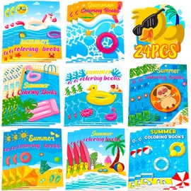 90shine 24PCS Summer Coloring Books for Kids in Bulk Ages 4-8, End of The Year Gifts from Teacher for Students Beach Pool Birthday Party Favors (5"x7")