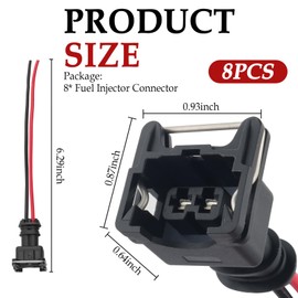 8PCS Fuel Injector Connector,Fuel Injector Wiring Harness Compatible with Any RC, Bosch EV1 Fuel Injector,Universal Fuel Injector Harness Car Accessories with Waterproof Shell