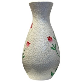 Zorigs, Decorative Tall Floor Vase – 24 x 12 Inches Tall Cylinder Vase Made of Terracotta with White Glass Flower Mosaic Pieces – Exquisite Home Décor Accent Piece