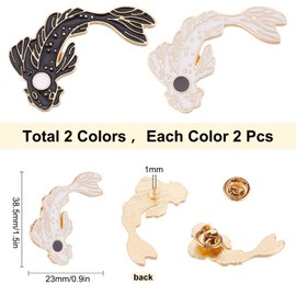 SUNNYCLUE 1 Box 4 Pieces Enamel Lapel Brooch Pins Beautiful Fish Shaped Brooch Badge Pins Cute Koi Fish Brooch Cute Cartoon Pins for Backpacks, Hats, Clothes, Collar Pin