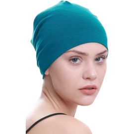 Deresina Headwear Bamboo Sleep Cap, Chemo Headwear, Night Bonnet, Skull Cap, Helmet Liner (Caroline - Teal)