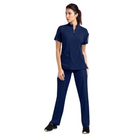 UNIQOCK Scrubs for Women,Zipper Scrub Set, Anti-Wrinkle Scrubs,Multiple Pockets Nurse Uniform,Unisex Top & Straight Leg Pants Medical Uniform for Doctors, Nurses, Beauty Salons