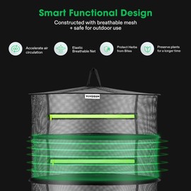 VIVOSUN 2-Pack 4-Layer Mesh Drying Rack Hanging Design with Green Zippers for Dehydrating, Indoor and Outdoor (Pruning Shears Included)