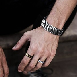 Inscool 2pcs Stainless Steel Rings for Men, Gold, Sliver, Blue, Black Rings for both Men and Women, Cool and Simple design, Perfect for Engagement and Wedding Band Ring Pack