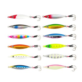 Orurudo Fishing Gear Flying Jig Spoon 12-Color Full Set 40g for Sea Bass, Bluefish, and Flatfish qb100272z04n0