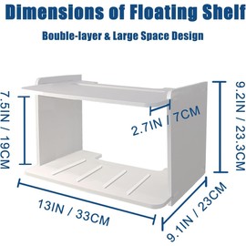 Yemotopro Projector Wall Mount Thickened Big Space Heat Dissipation 2 Layers Shelf for Projector, WiFi Router Projector Mount, Projector Mount, Floating Wall Shelf White