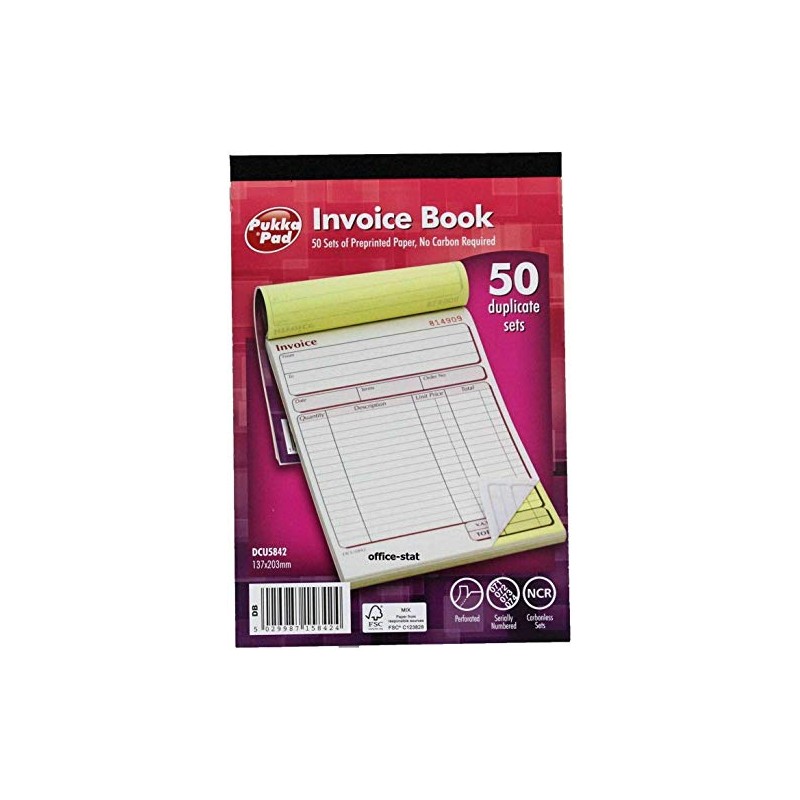 Pukka Pad Invoice Book Duplicate Pad 50 Sets NCR Carbonless
