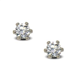 BDC Jewellery - earrings for women 9ct White Gold Filled Small 3mm Stud Earrings with White CZ Crystals 9K GF