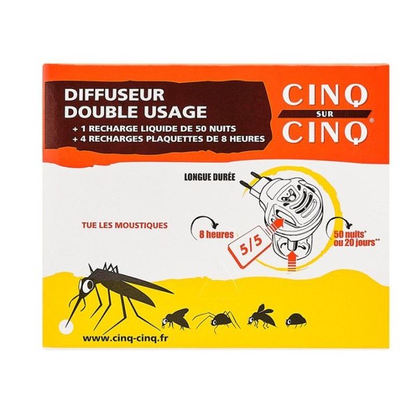 Cinq sur cinq 5/5 Diffuseur électrique double usage contre les
