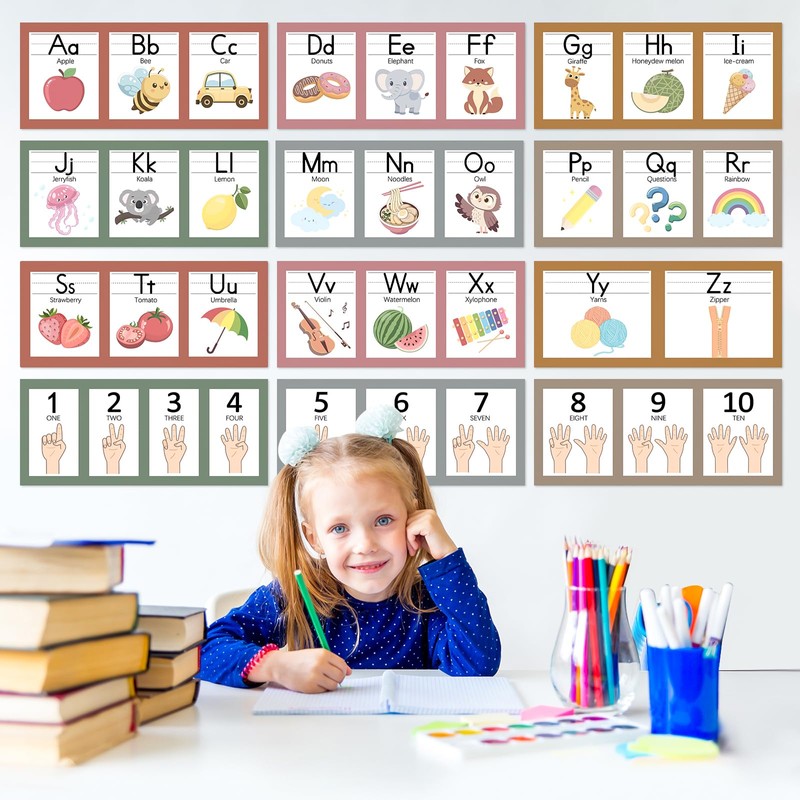 COCHIE Boho Alphabet for Classroom Wall Decorations Kindergarten Preschool, Alphabet