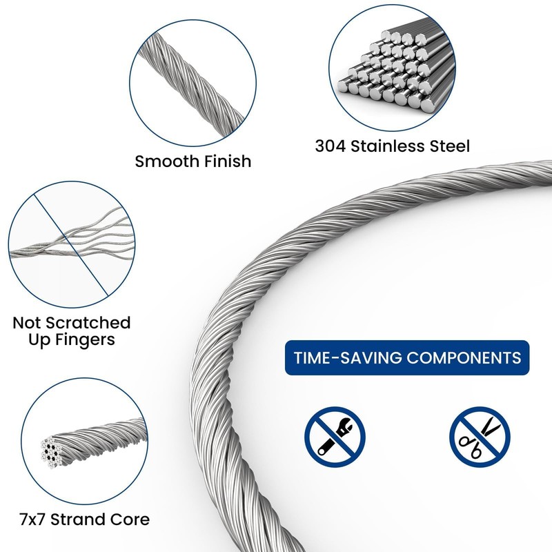 ZIUZI 6.6FT Adjustable Picture Hanging Wire, Heavy-Duty Stainless Steel Wire