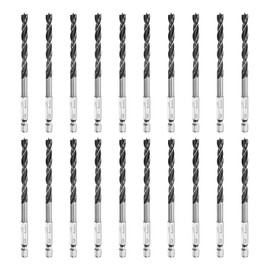 sourcing map 20pcs Brad Point Drill Bits Set 1/4" Dia High Carbon Steel Spiral Wood Twist Drill Bits with 1/4" Hex Shank for Drilling Softwood Hardwood Composite Wood MDF Plywood Particleboard