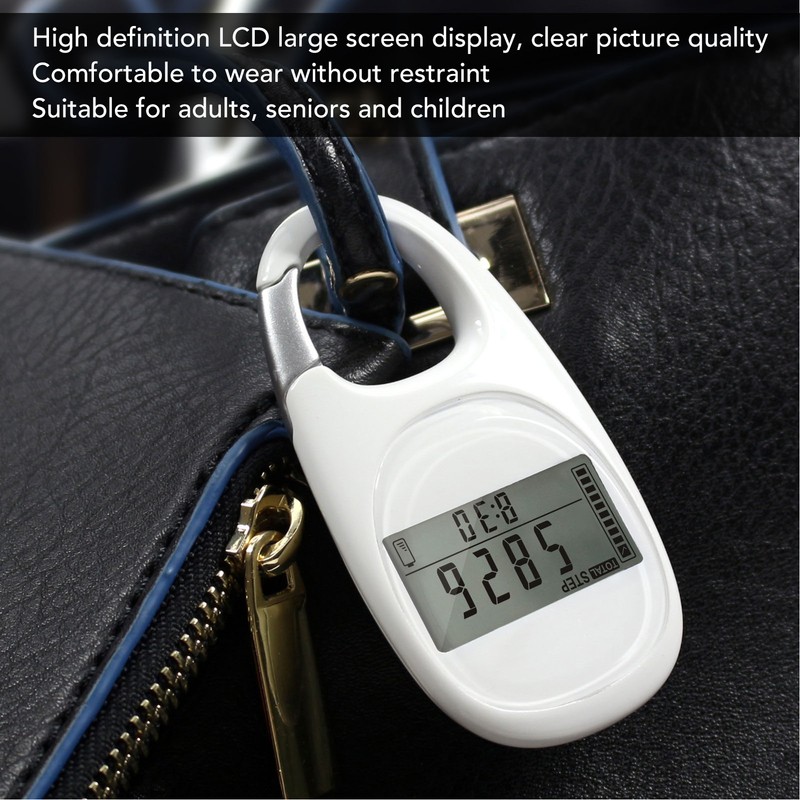 Step Counter Power Saving Mode Clear LCD Display Simple Carabiner