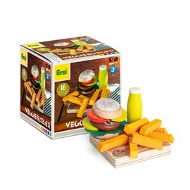 Erzi 28139 Assorted Wooden Veggieburgers, Shop Items for Children, Role Play