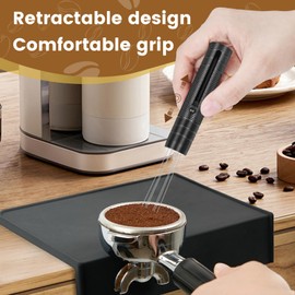 AELORIAD Espresso Distribution Tool,Wdt Tool Espresso With Magnetic Stand,Coffee Distributor With Retractable 6 Needles,Wdt Tool Espresso Stirrer 304 Stainless Steel For Barista(Black)