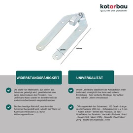 KOTARBAU® Set of 2 Ladder Tape with Hooks Ladder Hinge Galvanised Hinge Stepladder Tape Silver Ladder Tape Opening 180 Degree Folding Ladder Tape Top Quality