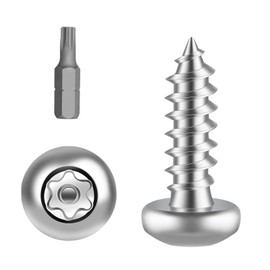 #10 x 3/4" Stainless Steel Button Head Torx Sheet Metal Screws Security Silver Screws Anti-Theft Tamper Proof with Bit T25 50 PCS