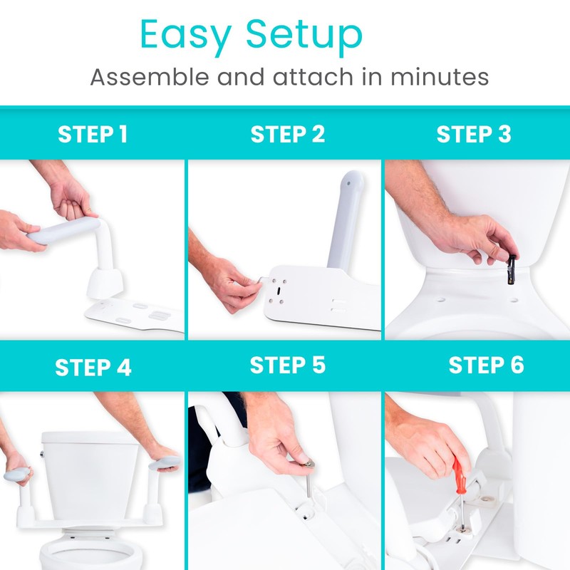 Vive Toilet Safety Rail with Handles - Handicap Grab Bar