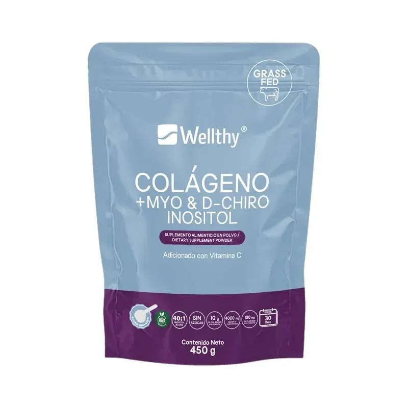 Wellthy Colageno Hidrolizado, Myo & D-chiro Inositol 450g Sin Sabor