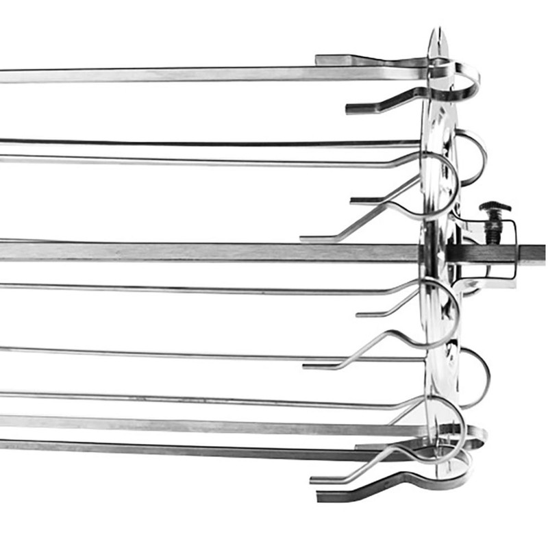 BBQ Roaster Rotisserie Skewers Needle Cage Oven Kebab Grill Stainless