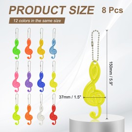 PATIKIL 8 Pcs Reflective Keychain, 5.9in Reflective Strips High Visibility Safety Keychain Tags Lanyards Pendants Bright Zipper Pulls Waterproof for Backpack Running, Fluorescent Yellow