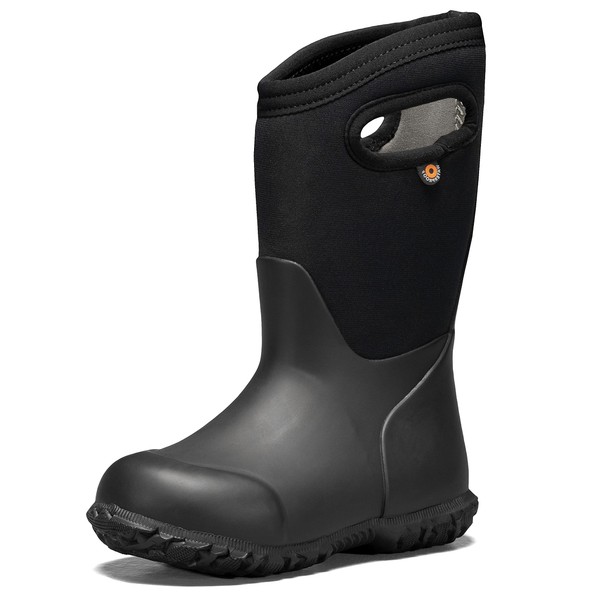 Bogs York Boys and Girls Waterproof Insulated Rubber and Neoprene Winter Rain Boot, Solid Black, 6 US Unisex Big Kid