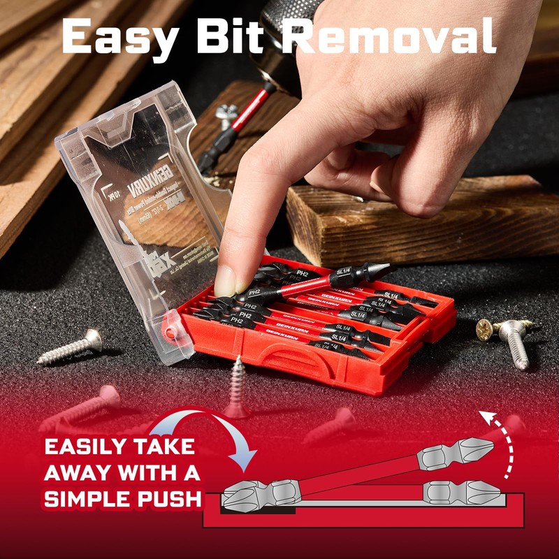 Geinxurn 10 Pieces SL1/4-PH2 Impact Double End Screwdriver Bit Set,