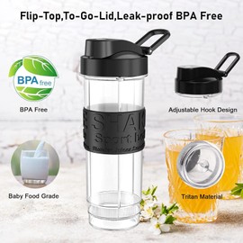 JIPPCL Portable Sports Water Bottle, 19oz/570ml Personal Sports Water Bottle with Flip Top, Portable Lid, Leak-proof, BPA-free Outdoor Travel Water Bottle