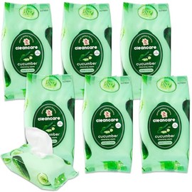 Cucumber Makeup Wipes 6 Pack - Bundle with 6 Packs of Korean Cleansing Makeup Remover Wipes with Cucumber | 180 Cosmetic Remover Pre-Wet Towelettes