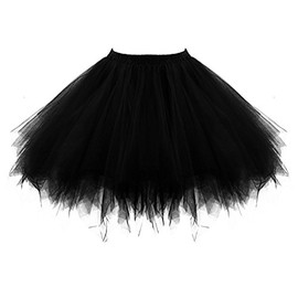 Joygown Womens Tutu Costume Adult Party Dance Tulle Skirt Short Fluffy Petticoat, Black