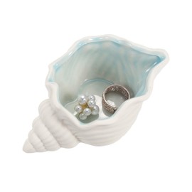 sourcing map Ceramic Jewelry Tray, Conch Vanity Tray for Women Earrings Necklace, Blue