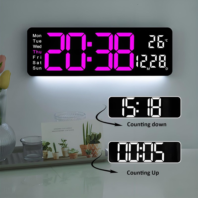 Gevvnss 13 Large Digital Wall Alarm Clock with Remote Control,LED