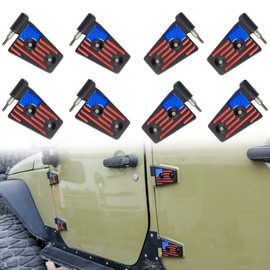 Sukemichi JK Door Hinges for Jeep, Replacement Original Factory Door Hinge Sleeve for 2007-2018 Jeep Wrangler JK JKU Rubicon Sahara Sports Accessories 4 Door, Aluminum, 8 Pcs, Black Color