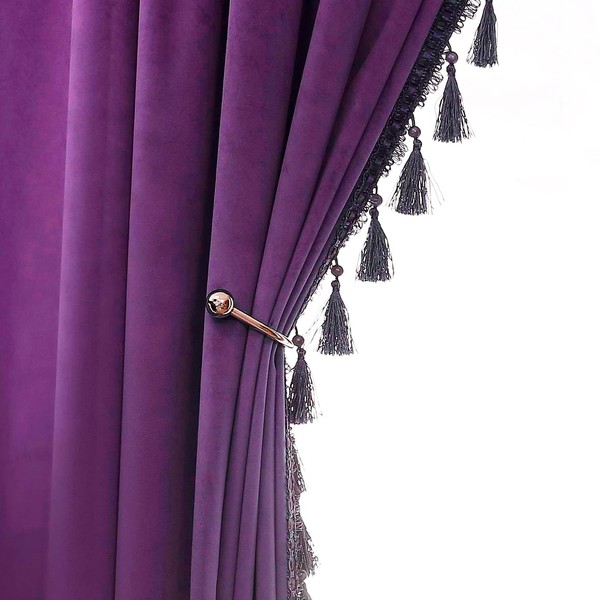HLISFHIE Purple Velvet Curtains 84 inches Long Blackout Curtains for