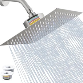 Regaderas Cabezal de Ducha de 8' con 2pcs 25 Etapas Filtro,Acero Inoxidable