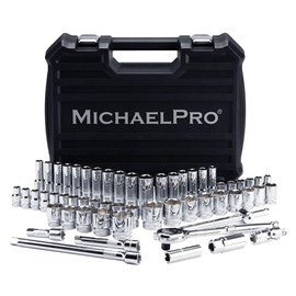 MichaelPro 57-Piece 1/2" Drive Socket Set - SAE & Metric, Premium CR-V Steel | MP005061