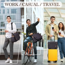 Messenger Bag for Men 17-17.3 Inch Laptop Bag Water-resistant Canvas Computer Shoulder Bag Office Work Briefcase Large Casual Satchel Bags for Men Bookbag for College, Gray