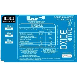 Óxido Nítrico Blu-e 500gr 100 Servicios Sabores Pre Entreno                                                                                           