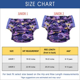 Special Needs Big Kids' Protective Briefs: Pull-on Cloth Diaper for Incontinence and Bedwetting, Age 6-13 Years (Back Lace, Junior 1)