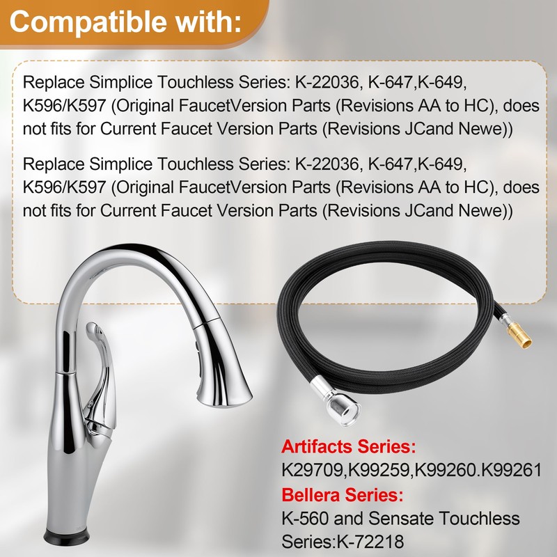 K-1219935-BC Faucet Hose for Pull Down Kitchen Fauceth, 67 Inch