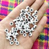 Amaney Letter Beads N 100pcs 7x4mm White Round Acrylic Black