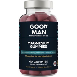 Good Man Magnesium Gummies 180mg for Men | Magnesium Supplement for Muscle Function & Fatigue Reduction | Energy Metabolism Support | Natural Berry Flavour | Vegan | 60 Gummies | UK Manufactured
