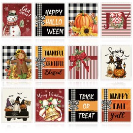 12 Pcs Halloween Thanksgiving Christmas Swedish Dish Towels