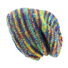 LOUDelephant Hand Knitted Baggy Slouch Beanie Hat - SD Rainbow