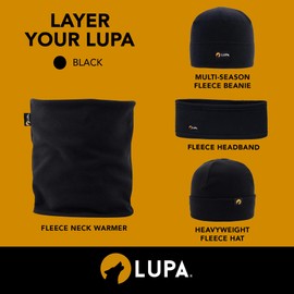 LUPA Handmade Unisex Heavyweight Fleece Hat - Thermal Beanie for Men & Women - Fleece Caps for Snow - Warm Winter Hat (Black)