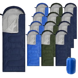 Ayearparty 12 Pcs Camping Sleeping Bags Bulk 4 Seasons Warm Cold Weather for Homeless Waterproof Lightweight with Compression Bag Camping Gear Equipment for Adults Backpacking Hiking Travel